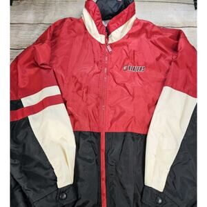 Vintage Portland Trail Blazers Zip Jacket Mens 2XL Nylon Hideaway Hood LA Loving